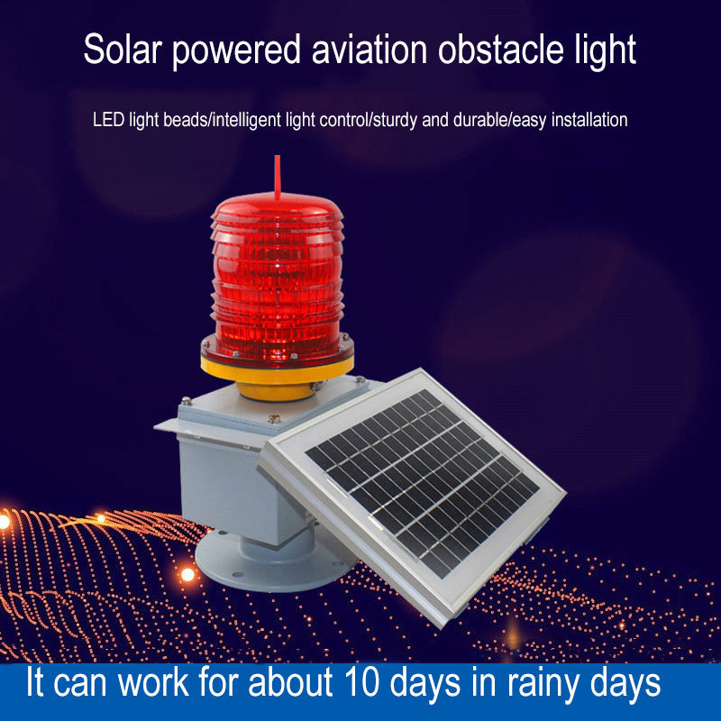 Led Solar Powered Aircraft Aviation Signal Warning Lamp Obstruction Light For Tower Crane High Building