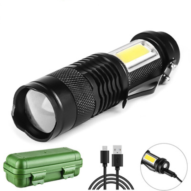 Outdoor Waterproof Camping Lantern Built-In Battery  Mini Torch Lamp Adjustable Penlight Xpe Cob Led Zoomable  Flashlight