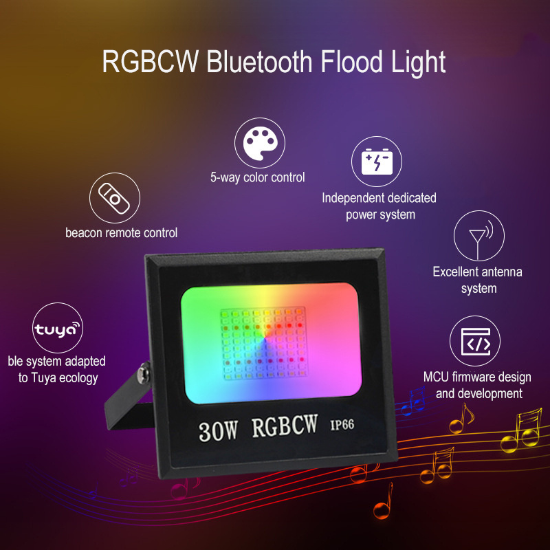 Outdoor Ip66 Waterproof 100w App Control Dimmable Color Changing Landscape Lighting Spotlight Rgbw Led Flood Light