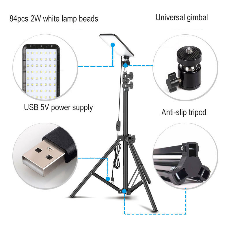 Outdoor 5v 1680 Lumen Portable Led Barbecue Lamp Stand Camping Working Floodlight Lights With Tripod For Hiking Tent Bbq