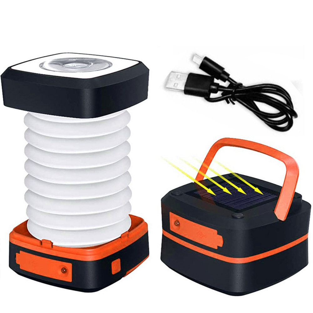 Waterproof Collapsible Led Rechargeable Usb Solar Powered Lantern Camping Hanging Outdoor Fishing Tent Light