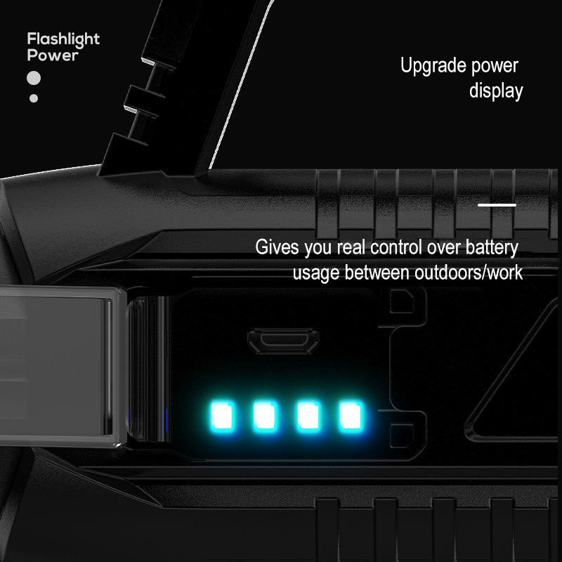 Outdoor Waterproof Portable Usb Electric Display Rechargeable Flashlight Led Hunting Handheld Spotlight For Camping Hiking