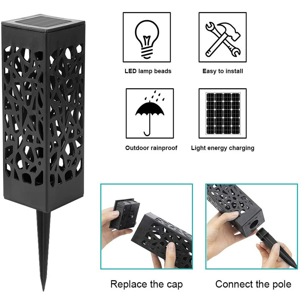 Outdoor Garden Decorative Hollow Lawn Landscape Lighting Stake Lamp Waterproof Led Solar Powered Walkway Pathway Lights