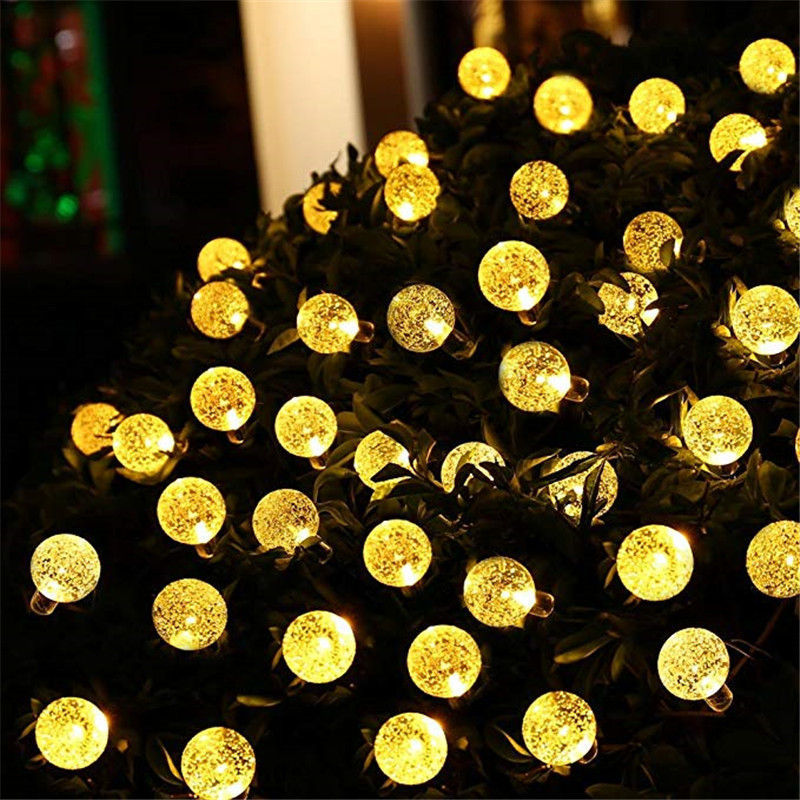 Outdoor christmas solar panel 6.5 30 LED 20ft Crystal Globe bulbs round String light for Garden Yard Porch Party Decor