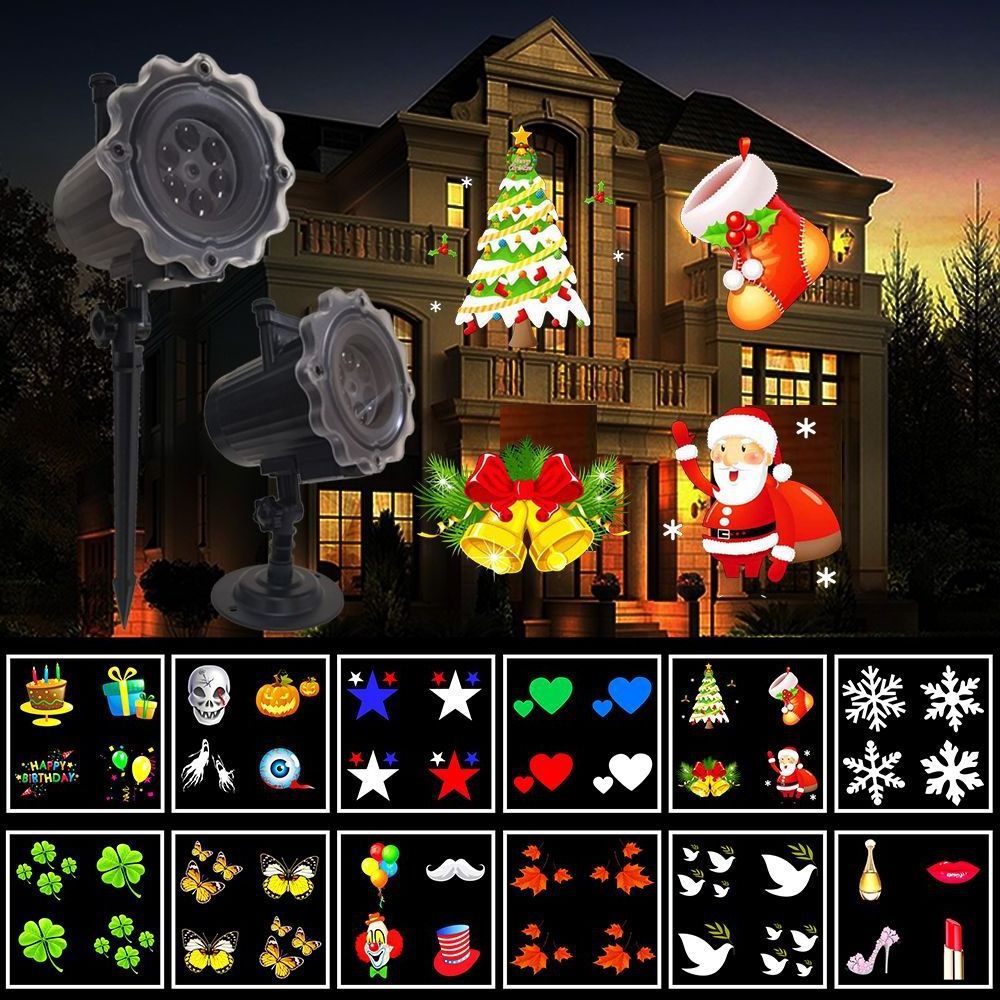 Outdoor Waterproof Christmas Landscape Decorative Lamp Led Snowfall Rotating Snowflake Projector Light For Halloween Xmas Party