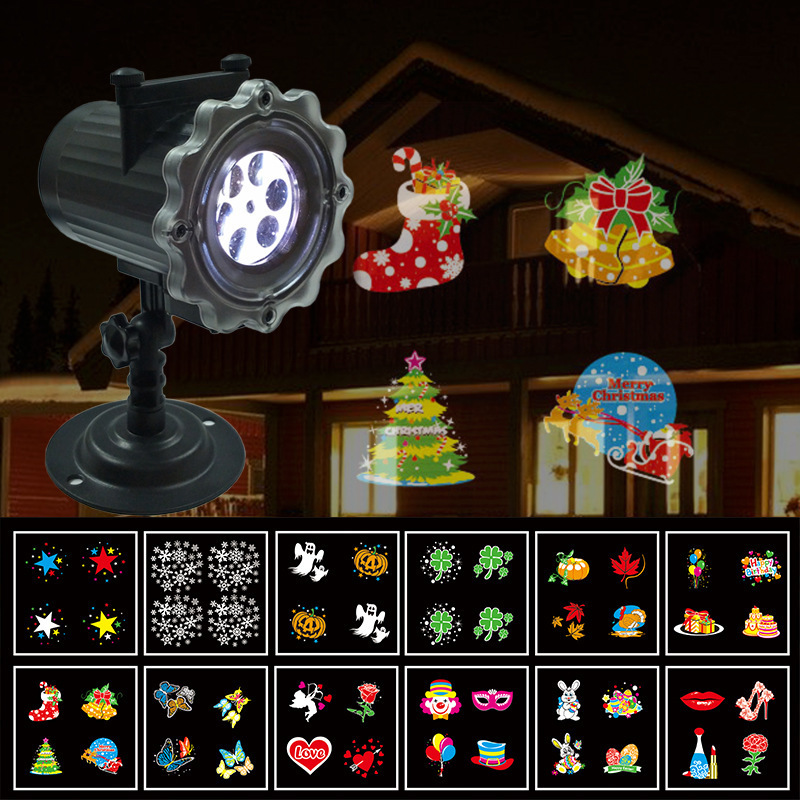 Outdoor Waterproof Christmas Landscape Decorative Lamp Led Snowfall Rotating Snowflake Projector Light For Halloween Xmas Party