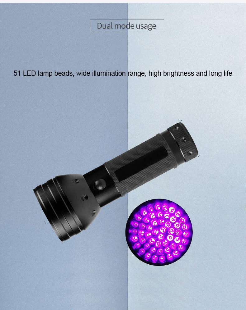 51led 395nm Led Uv Flashlights Powerful Ultraviolet Detection Aaa Battery Black Torch Light Lamp Safety Uv Linterna