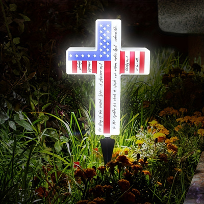 Solar Cross American Flag Independence Day Cemetery Decoration Remembering Loved Ones Memorial For Fallen Soldiers