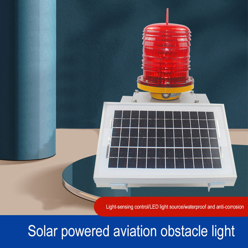 Led Solar Powered Aircraft Aviation Signal Warning Lamp Obstruction Light For Tower Crane High Building