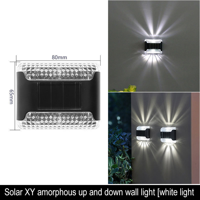 Outdoor Waterproof Led Step Light Solar Fence Lights Up And Down Wall Lamp For Outdoor Yard Garden Lawn Patio Pathway Decoration