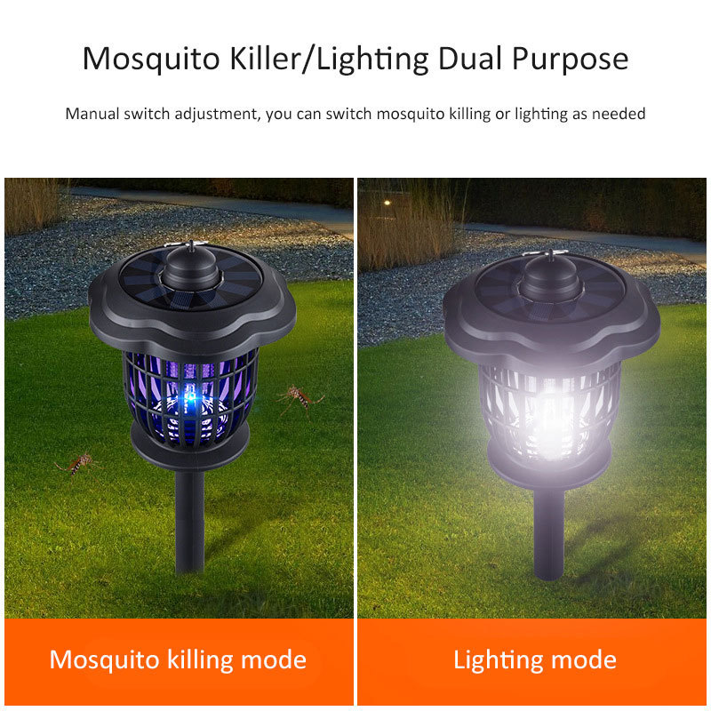 New Solar-Powered Mosquito Killing Lamp Outdoor Lighting Landscape Home Mosquito Repellent Fly Killer LED Courtyard Lawn Lamp