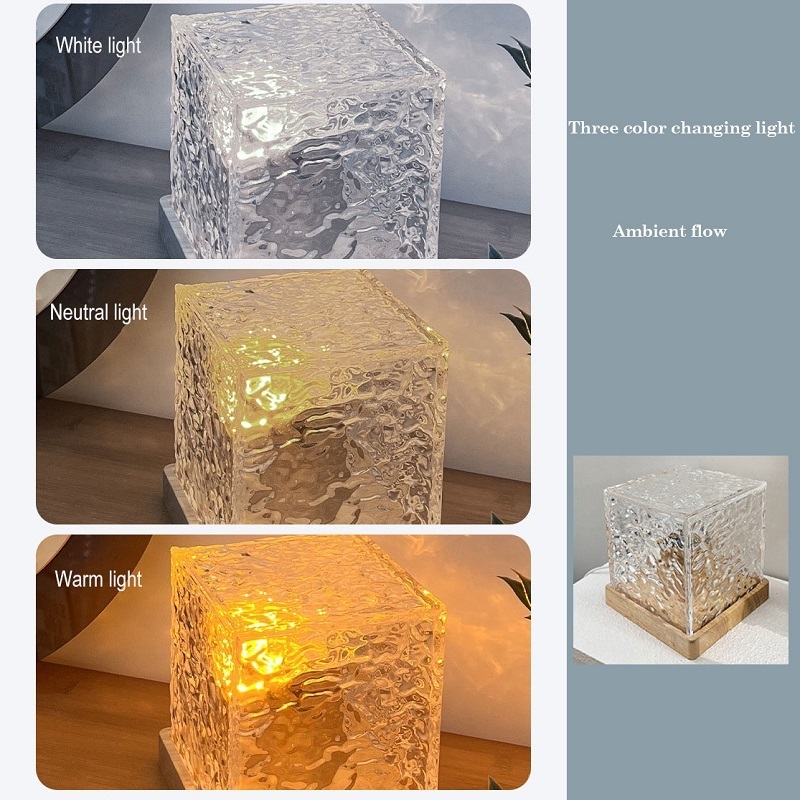 Dynamic Rotating Water Ripple Projector Night Light 3 16 Colors Flame Crystal Lamp for Living Room Study Bedroom Rotating Light