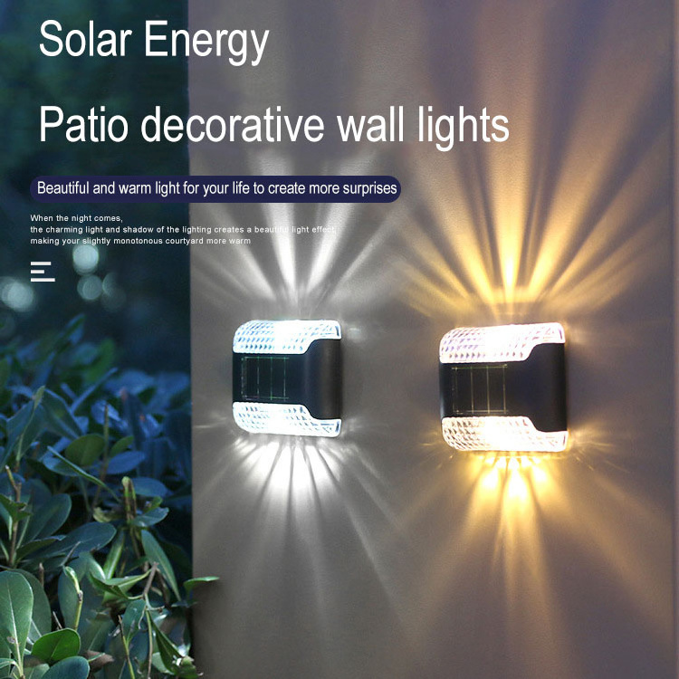 Outdoor Waterproof Led Step Light Solar Fence Lights Up And Down Wall Lamp For Outdoor Yard Garden Lawn Patio Pathway Decoration