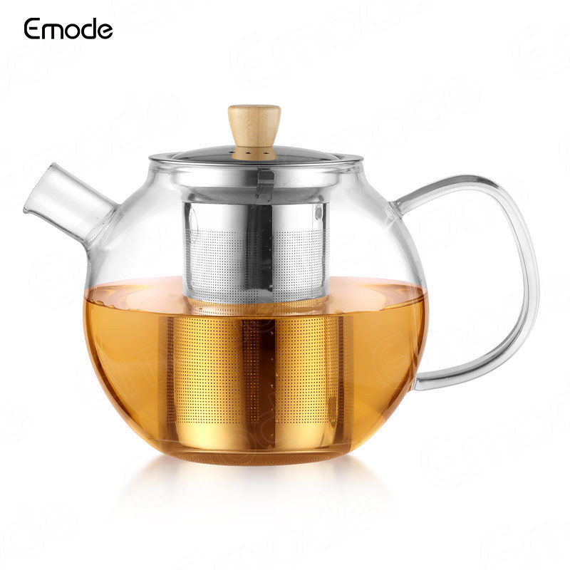 Emode Tea pot with Removable Tea Infuser Stovetop Safe Glass Brewed Teapot Borosilicate Glass