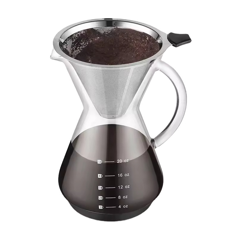 400ml Heat Resistant Borosilicate Glass Coffee Maker Pour Over Glass Coffee Pot With Stainless Steel Strainer