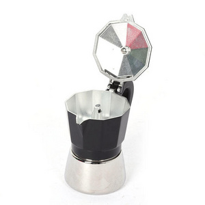 Hot Sale Good Quality Custom Espresso Italian Coffee Maker Moka Pot Aluminum Top And Stainless Steel Base Moka Pot