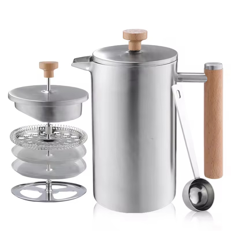 Food Grade Espresso Tools Stainless Steel Insulated 34oz 1000ML French Coffee Pot Tea Press Coffee Maker