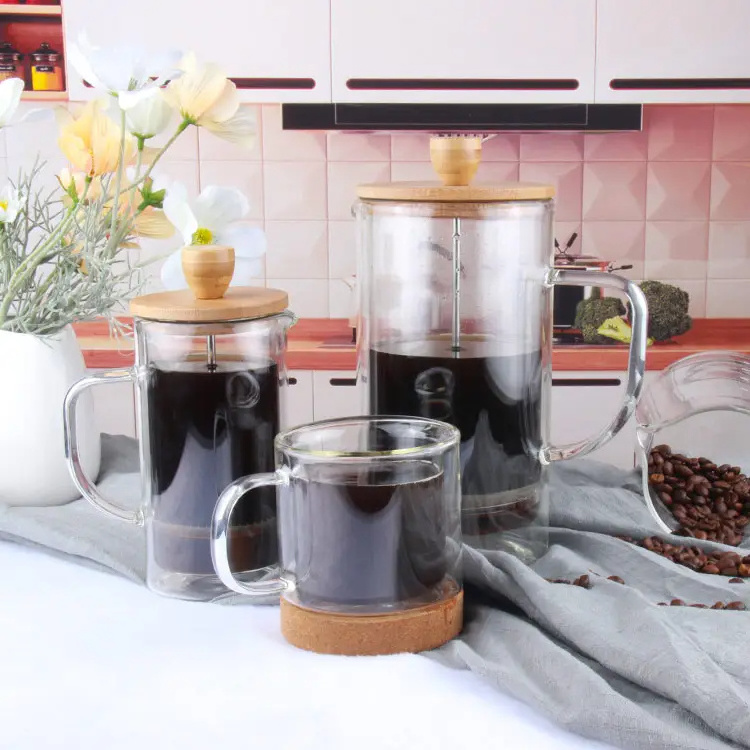 Wholesale Eco-Friendly Bamboo Coffee Maker French Press Coffee Plunger With Glass French Press