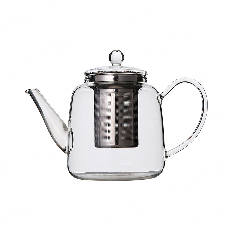 Emode 700ml (24oz) Glass Teapot with Removable Infuser Stovetop Safe Tea Pot Blooming and Loose Leaf Hand Crafted Kettle