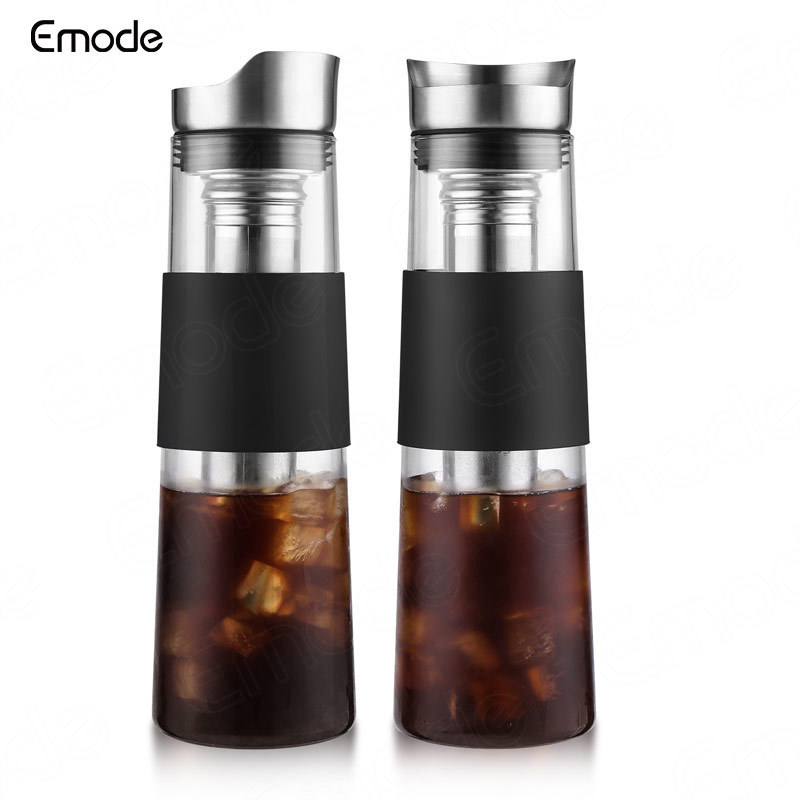 Emode Borosilicate Glass Cold Brew Coffee Maker 32OZ Cold Brew Pitcher with Detachable Coffee Filter