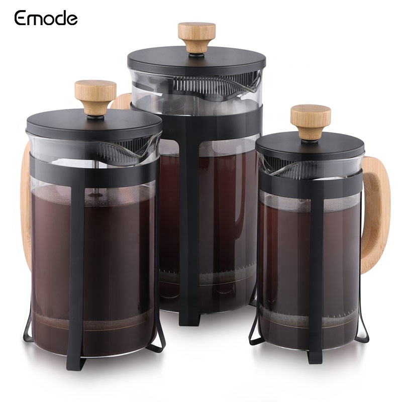 French Press Coffee Maker 34oz Bamboo Coffee Pot Heat Resistant Borosilicate Glass Coffee Press