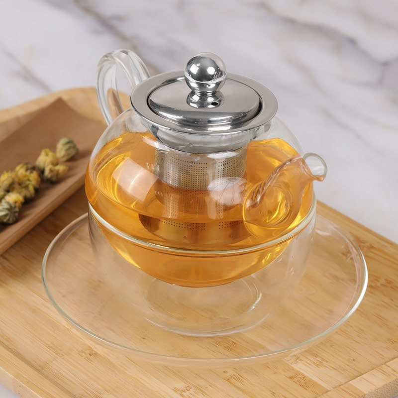 Emode 300ml Glass Teapot with Removable Infuser Stovetop Safe Tea Pot With Handle Tea Cup Coffee & Tea Sets