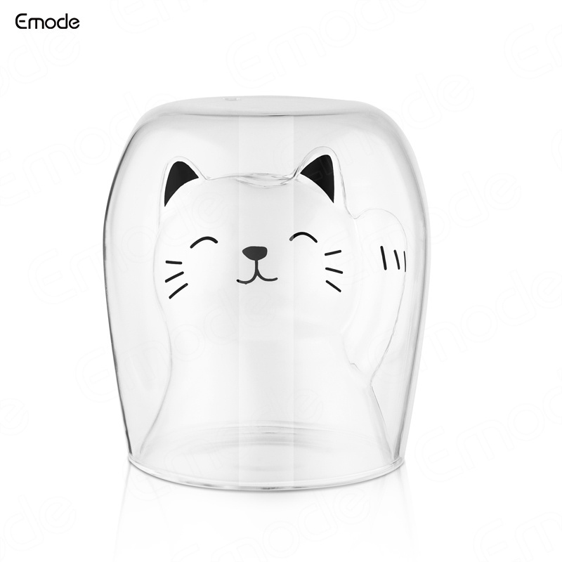 250ml New Design Creative Little Cat Shape Double Layer Borosilicate Glass With Wall Tea Glass Cup Without Handle Coffee Mug