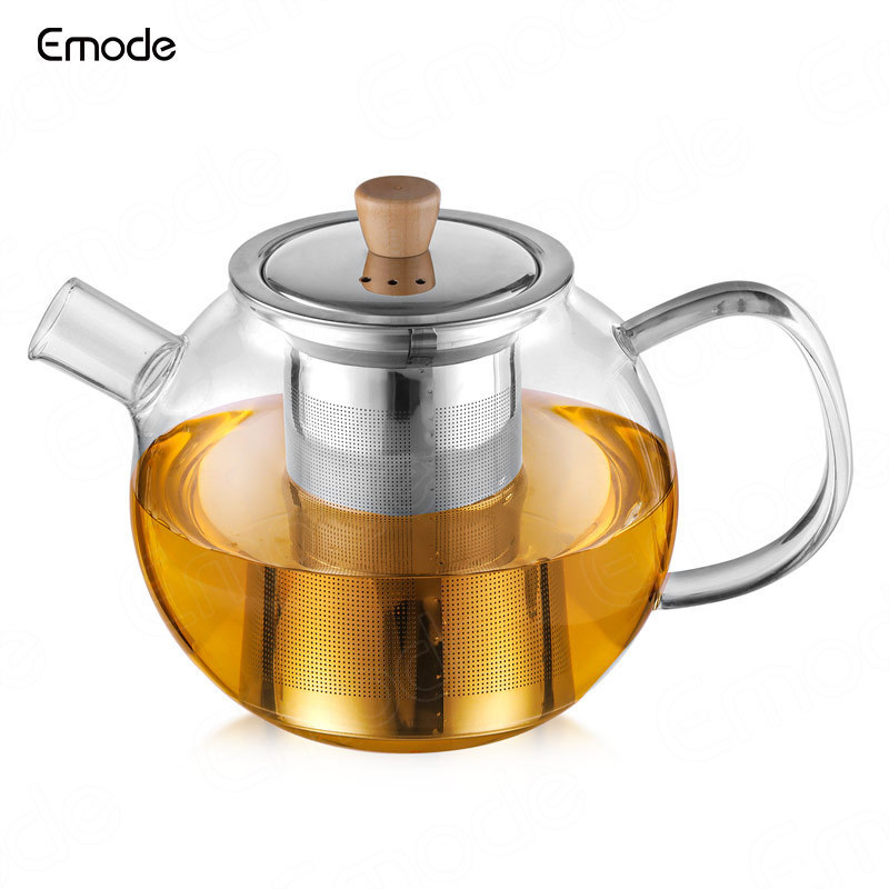 Emode Tea pot with Removable Tea Infuser Stovetop Safe Glass Brewed Teapot Borosilicate Glass