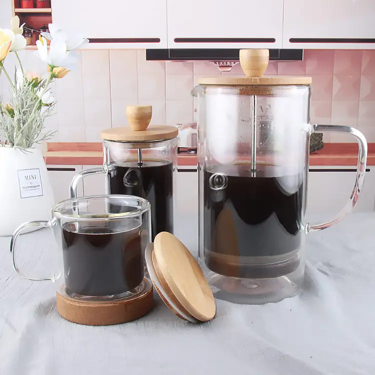 Wholesale Eco-Friendly Bamboo Coffee Maker French Press Coffee Plunger With Glass French Press