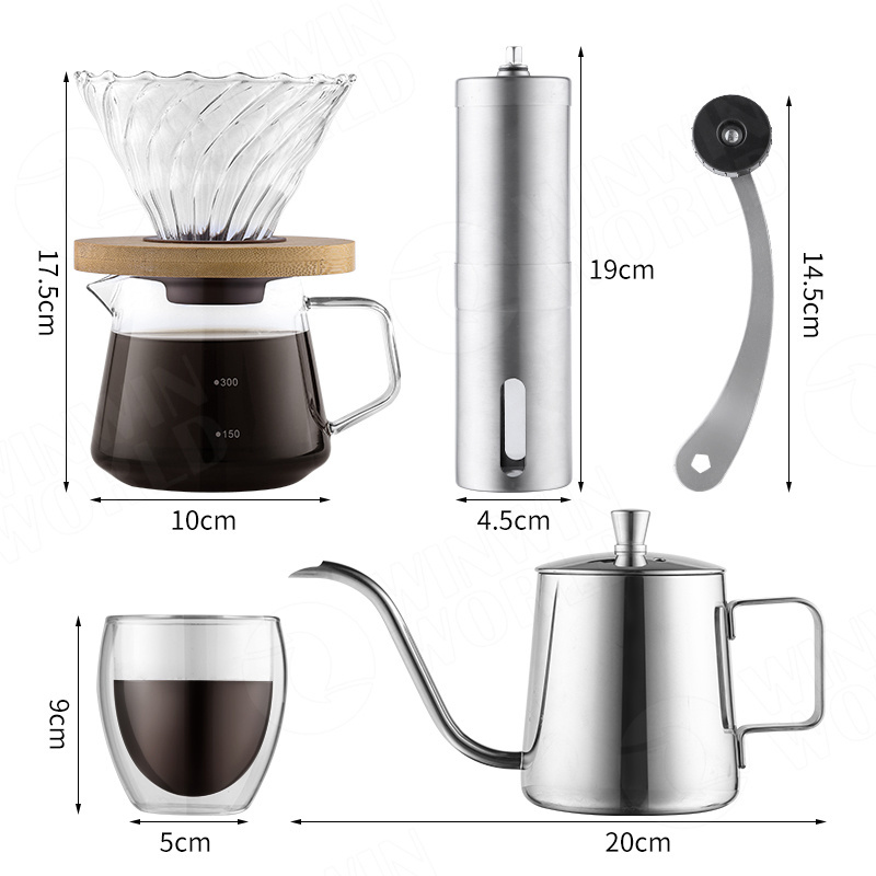 coffee travel brewing server grinder coffee dripper set pour over drip coffee maker gift set