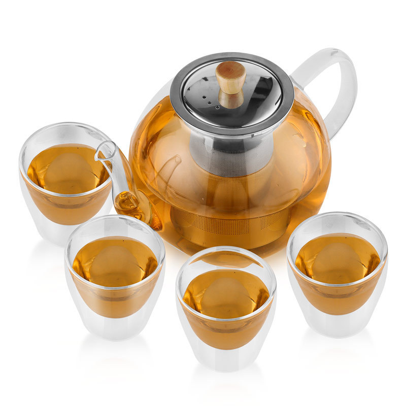 Emode Tea pot with Removable Tea Infuser Stovetop Safe Glass Brewed Teapot Borosilicate Glass