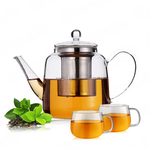 Emode 700ml (24oz) Glass Teapot with Removable Infuser Stovetop Safe Tea Pot Blooming and Loose Leaf Hand Crafted Kettle