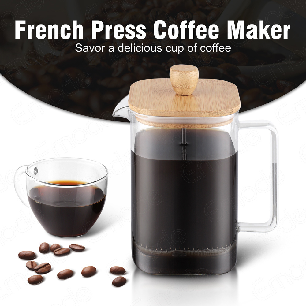 Emode New Arrival French Coffee Maker Plunger Square French Press 1L For Coffee  Home Garden and Camping