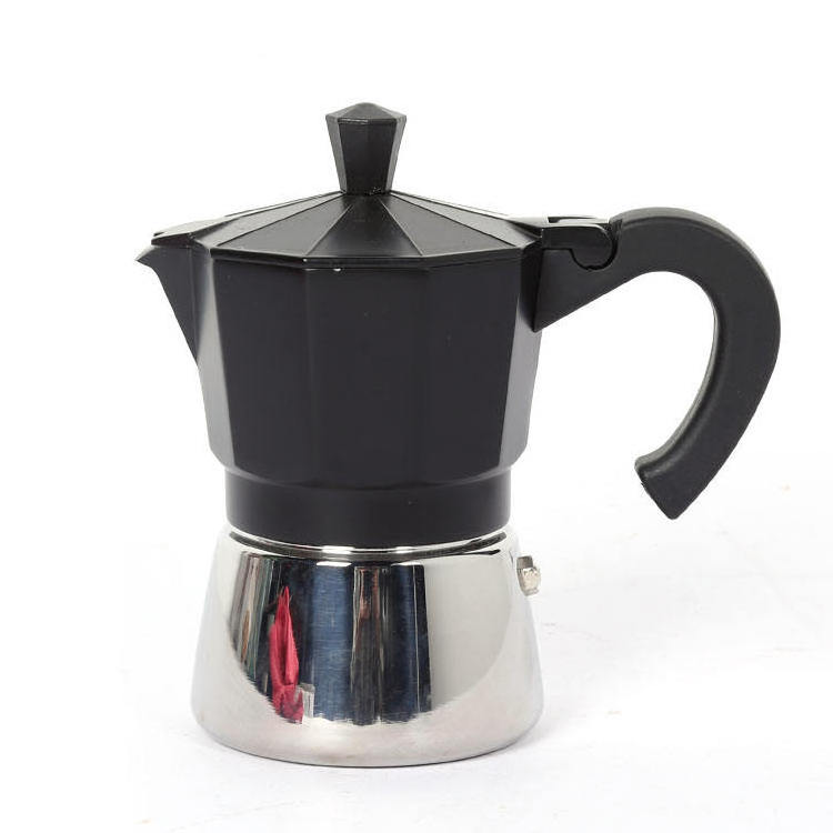 Hot Sale Good Quality Custom Espresso Italian Coffee Maker Moka Pot Aluminum Top And Stainless Steel Base Moka Pot