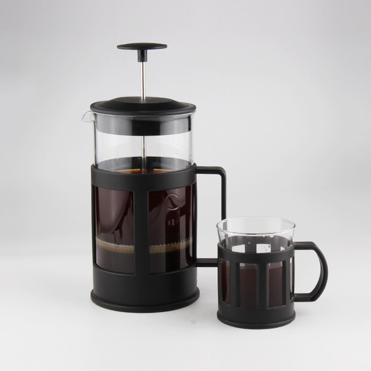 Hot Selling Glass French Coffee Press with BPA Free Plastic Portable French Coffee Press Maker