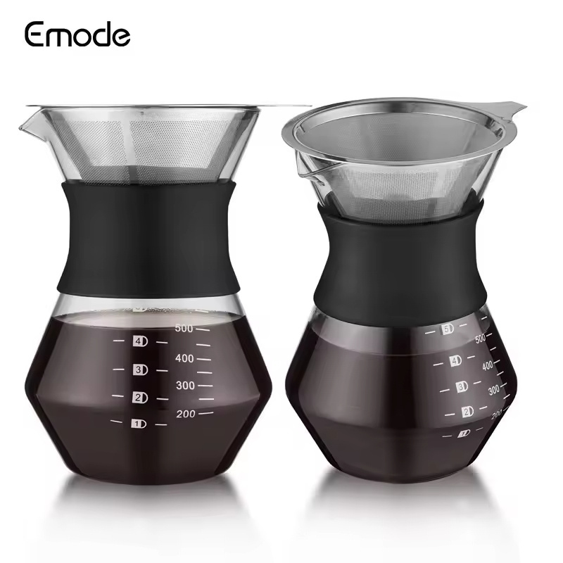 600 800 1000Ml Pour Over Coffee Maker Glass Drip Coffee Brewer With Permanent Filter