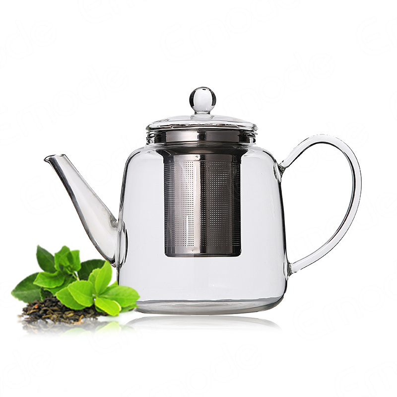 Emode 700ml (24oz) Glass Teapot with Removable Infuser Stovetop Safe Tea Pot Blooming and Loose Leaf Hand Crafted Kettle