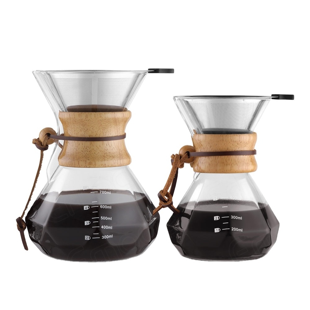 Emode Cold Brew Coffee Maker 800ml Glass Pour Over Maker with Bamboo holder and Coffee Dripper Coffee Maker