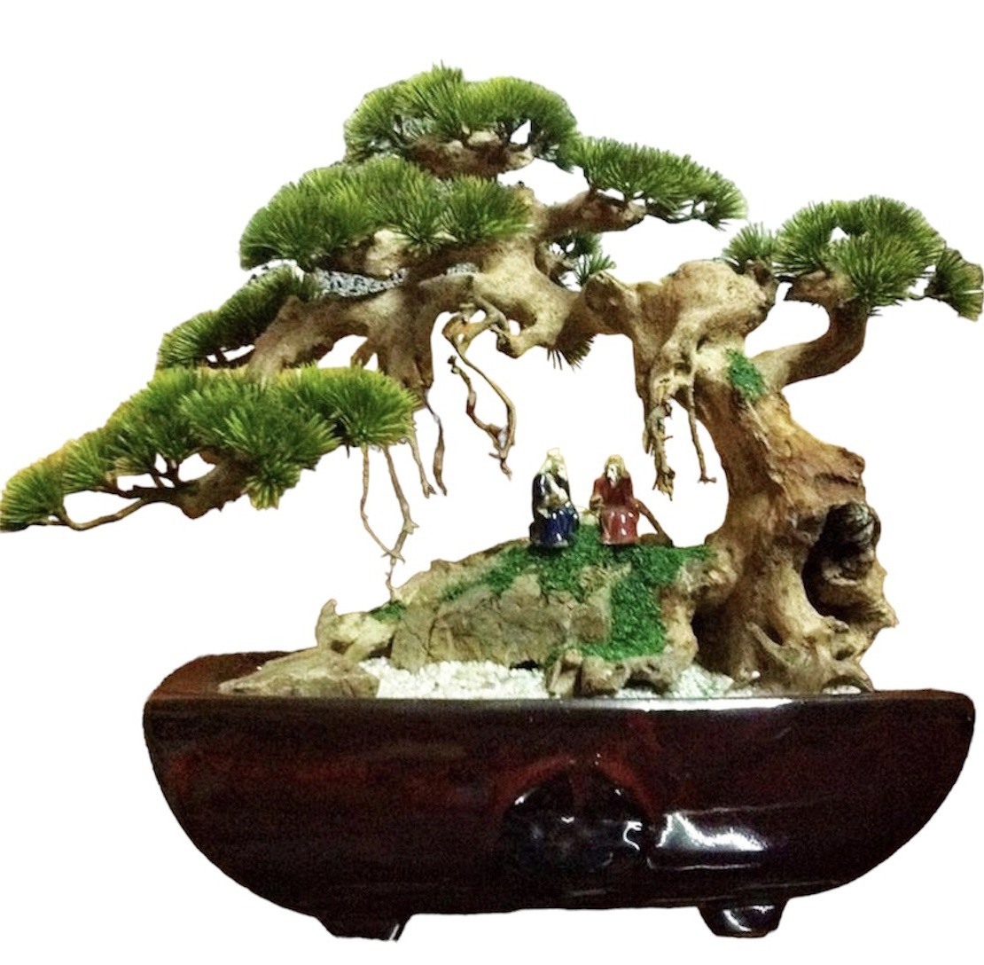 Manufacturer Wholesale Modern Indoor Plastic Artificial Palm Plant Tree Magnetic Levitation Floating Resin Bonsai of 4W