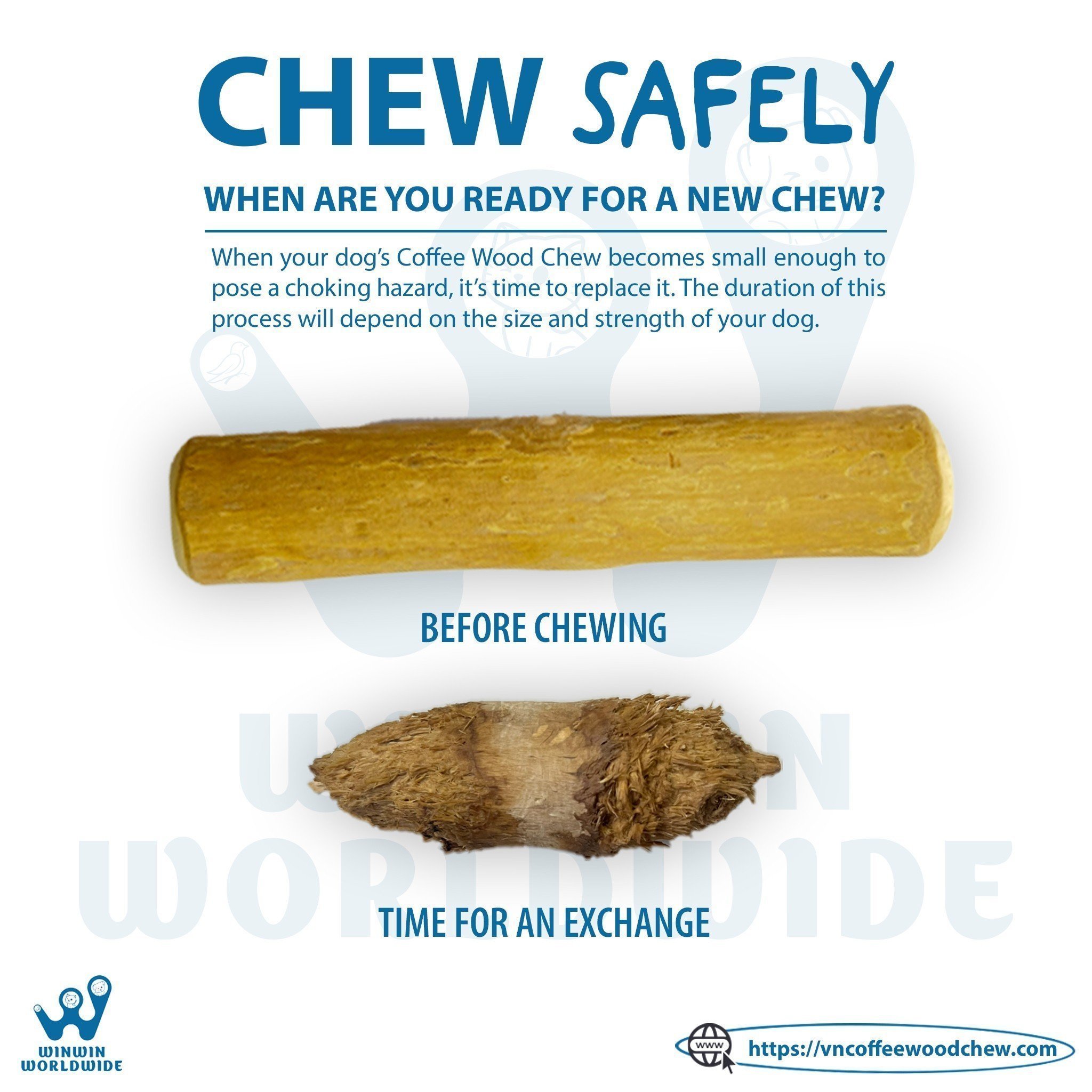 Real Coffee Wood chew Sticks Long Lasting Durable chewable Stick and Dog Toy Safe Natural Healthy Chew of 4W