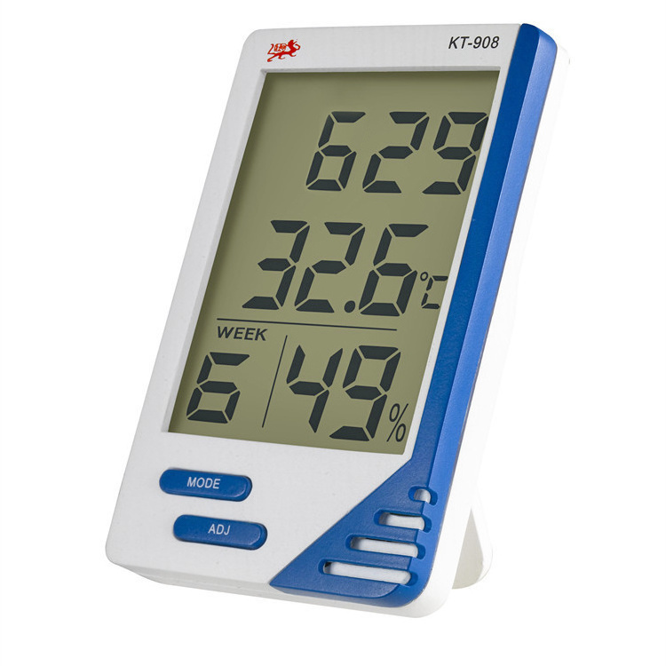 Large LED Display Outdoor indoor digital thermometer hygrometer KT908 with sensor wire and clock display