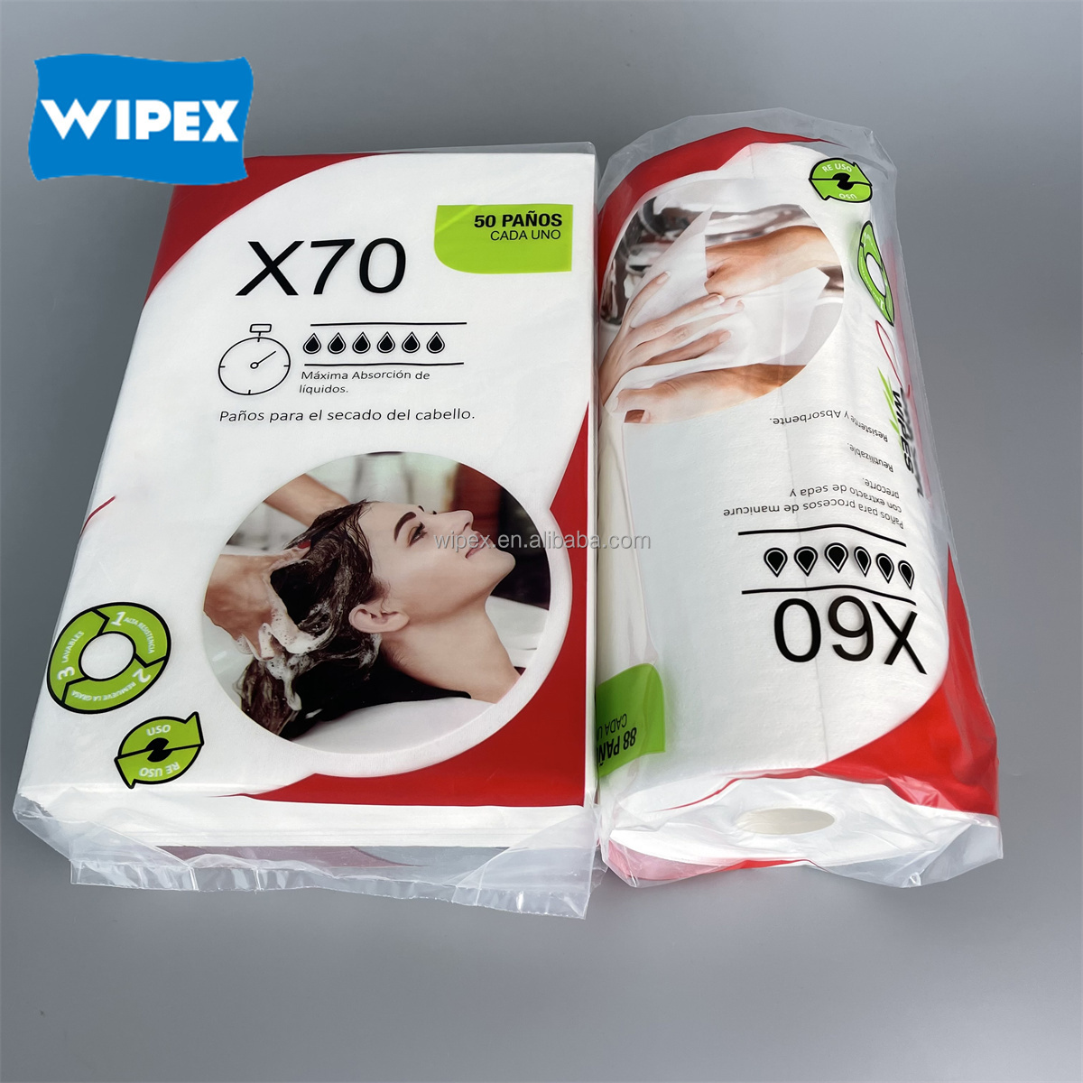 Brazil Market X70 Strong Water Absorption Non-woven Spunlace Disposable Hair Salon Drying Towel