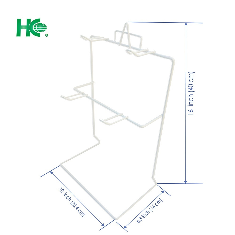 White metal wire counter display stand with 4 hooks/ tabletop hanging display rack