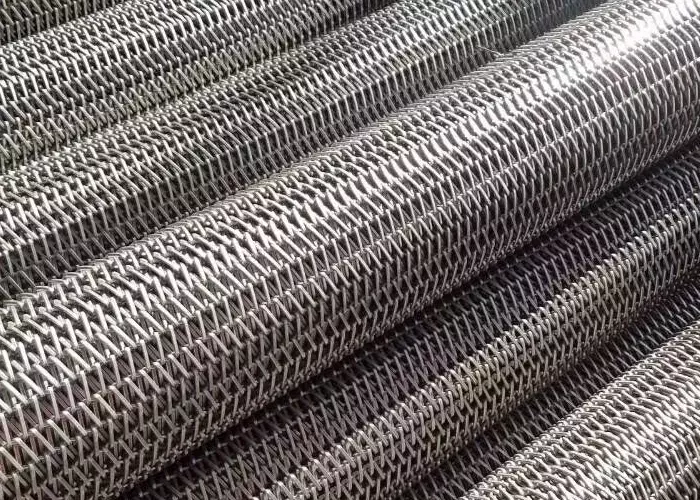 Balanced Weave Belt Stainless Steel Double Compound Chain Driven Flat Balanced Spiral Wire Weave Conveyor Mesh Belt