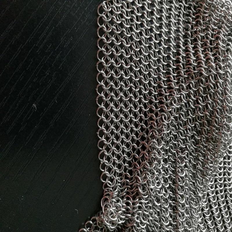 stainless steel 304 316 small chain mail sheet cut resistant mesh fabric