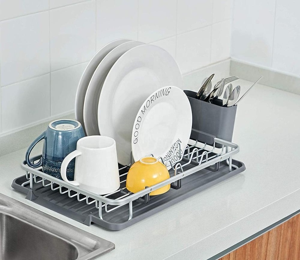 WIREKING large storage aluminium dish drying plate holder dryer utensils dish drain rack kitchen organizer drainer storage rack