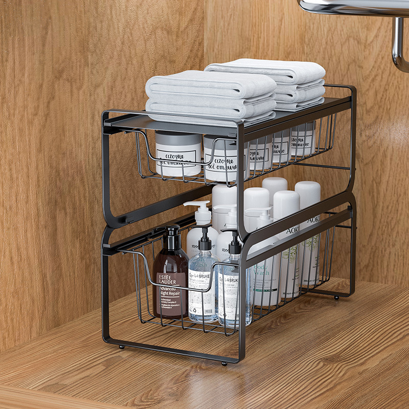 WIREKING Pull Out Cabinet Organizer Slide Out Sink Shelf Cabinet Storage Shelves Under Sink Organizer and Storage