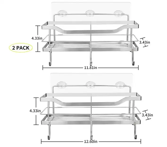 WIREKING Stainless Steel 2 Pack Shower Caddy Bathroom Accessories Shower Storage Basket Shelves Rack