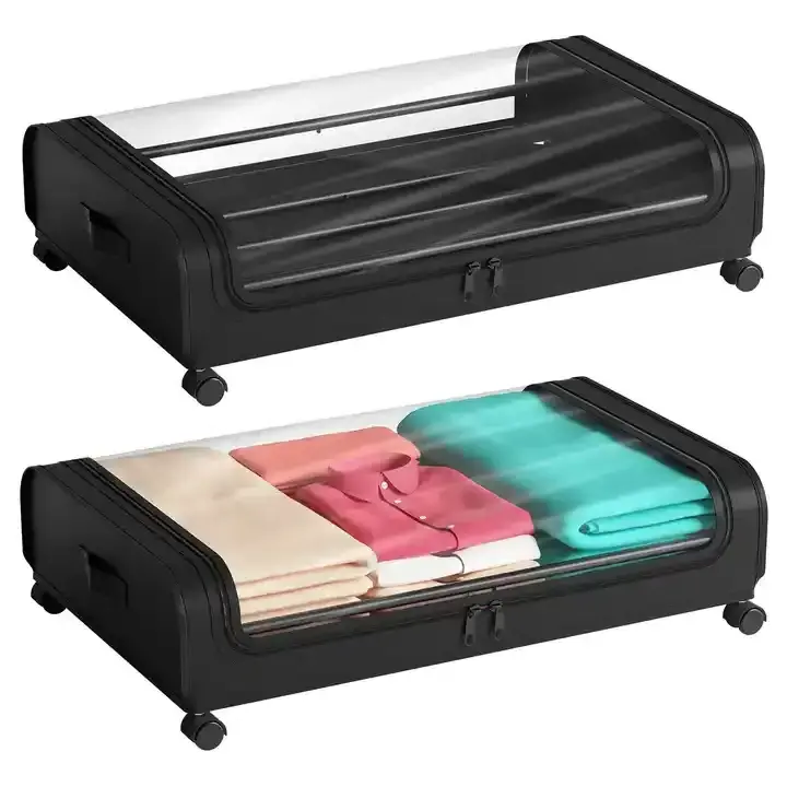 WIREKING Foldable Under Bed Storage Under Large Clothes Toy Shoes Storage Organizer with Wheels