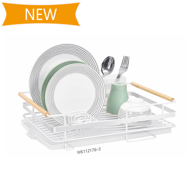 Korea New Design foldable silicone draining tray small mini drainer dryer wood white dish drying rack made in China